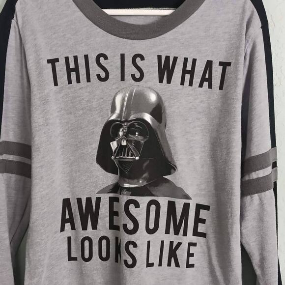 STAR WARS Kids Gray Long Sleeve Shirt Top 5/6‎ "This Is What Awesome Looks Like" - Picture 3 of 5